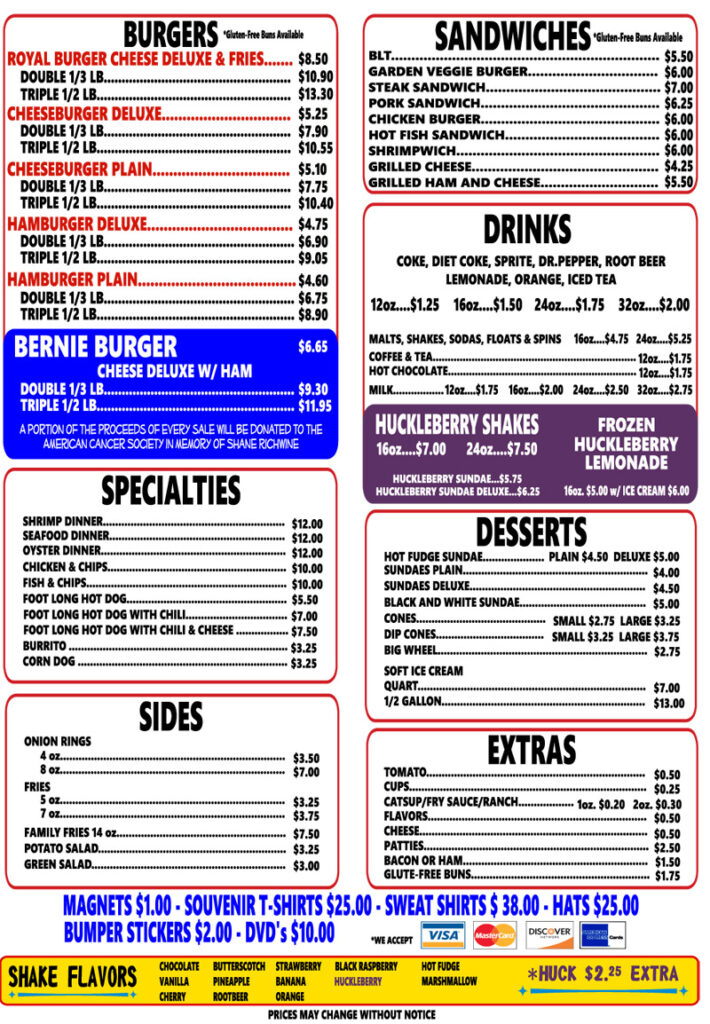 Online Menu Richwines Burgerville